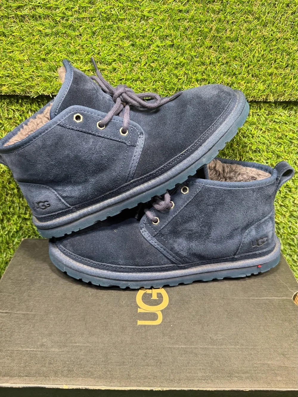 UGG Neumel Men’s Boots Size 8 Navy Blue Suede Lace Up Chukka 3236 with Box